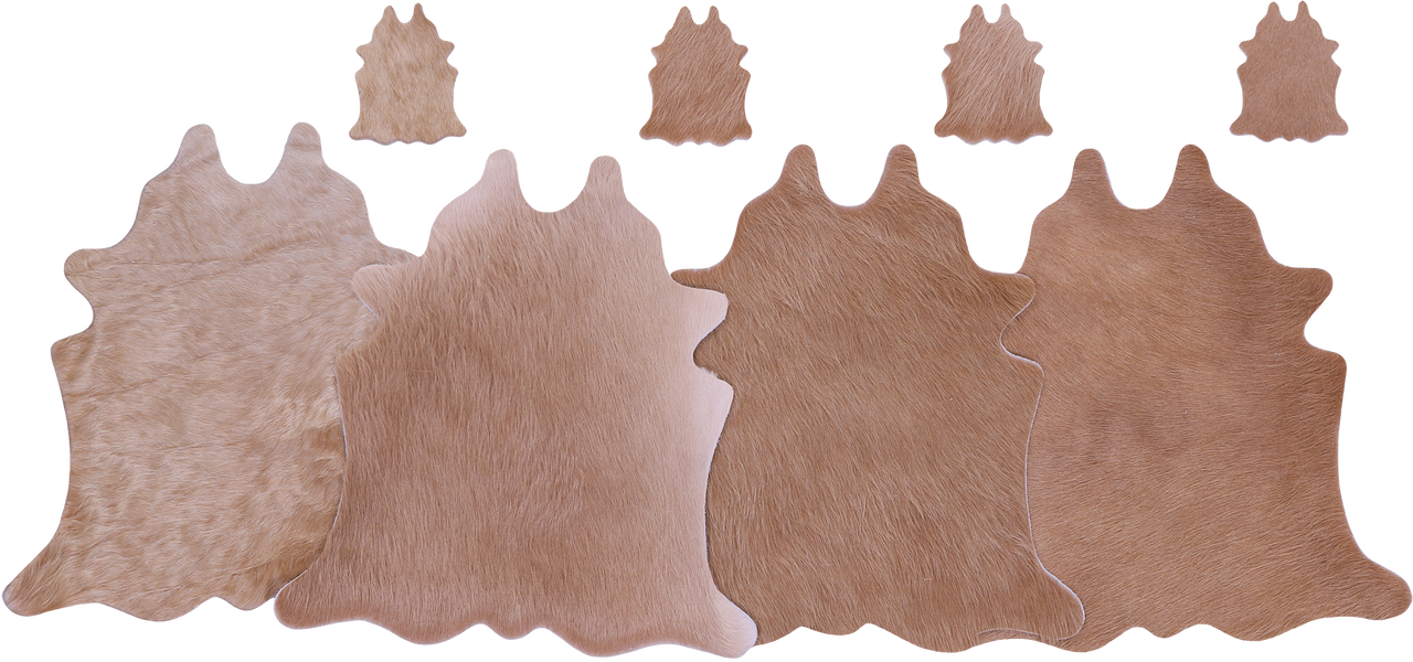 Light Brown Real Cowhide 4 Placemats With 4 Coasters - Set Of Four