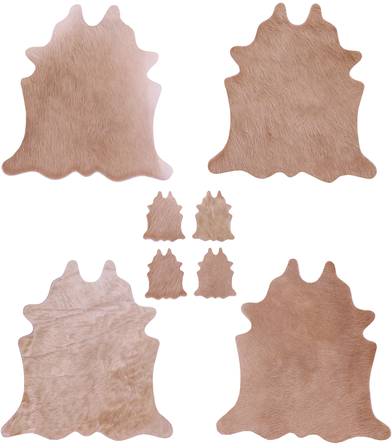 Light Brown Real Cowhide 4 Placemats With 4 Coasters - Set Of Four