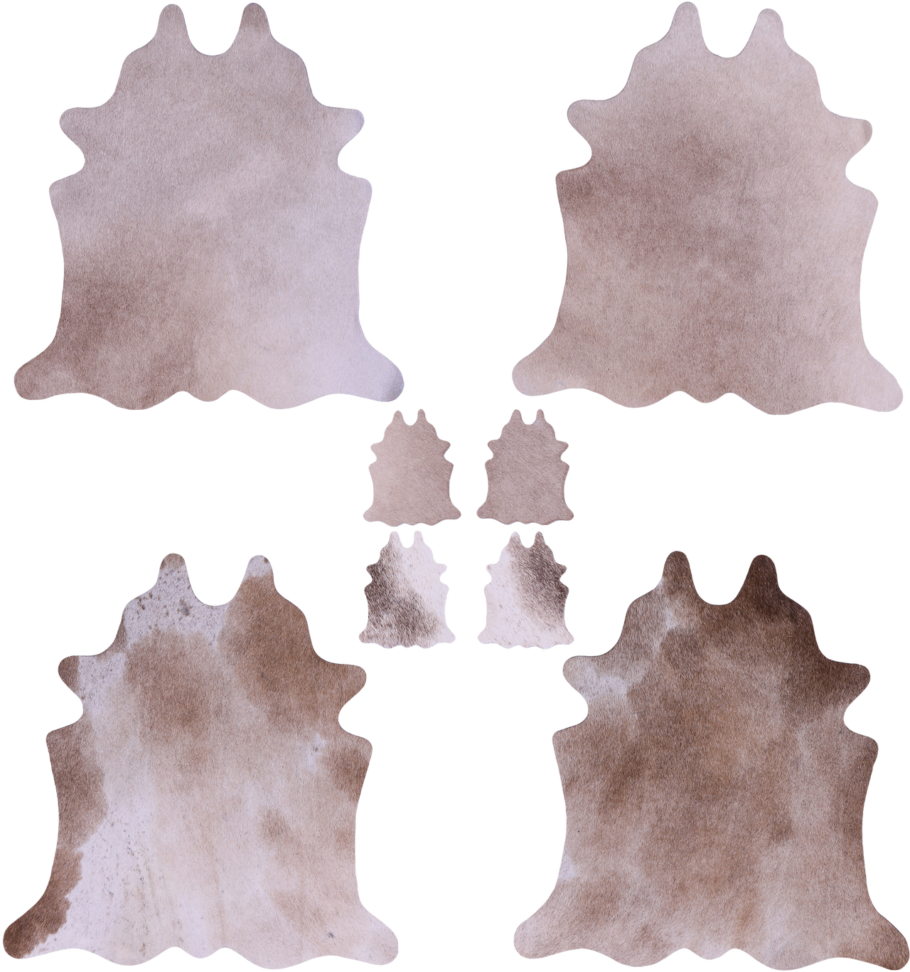 Light Brown Real Cowhide 4 Placemats With 4 Coasters - Set Of Four