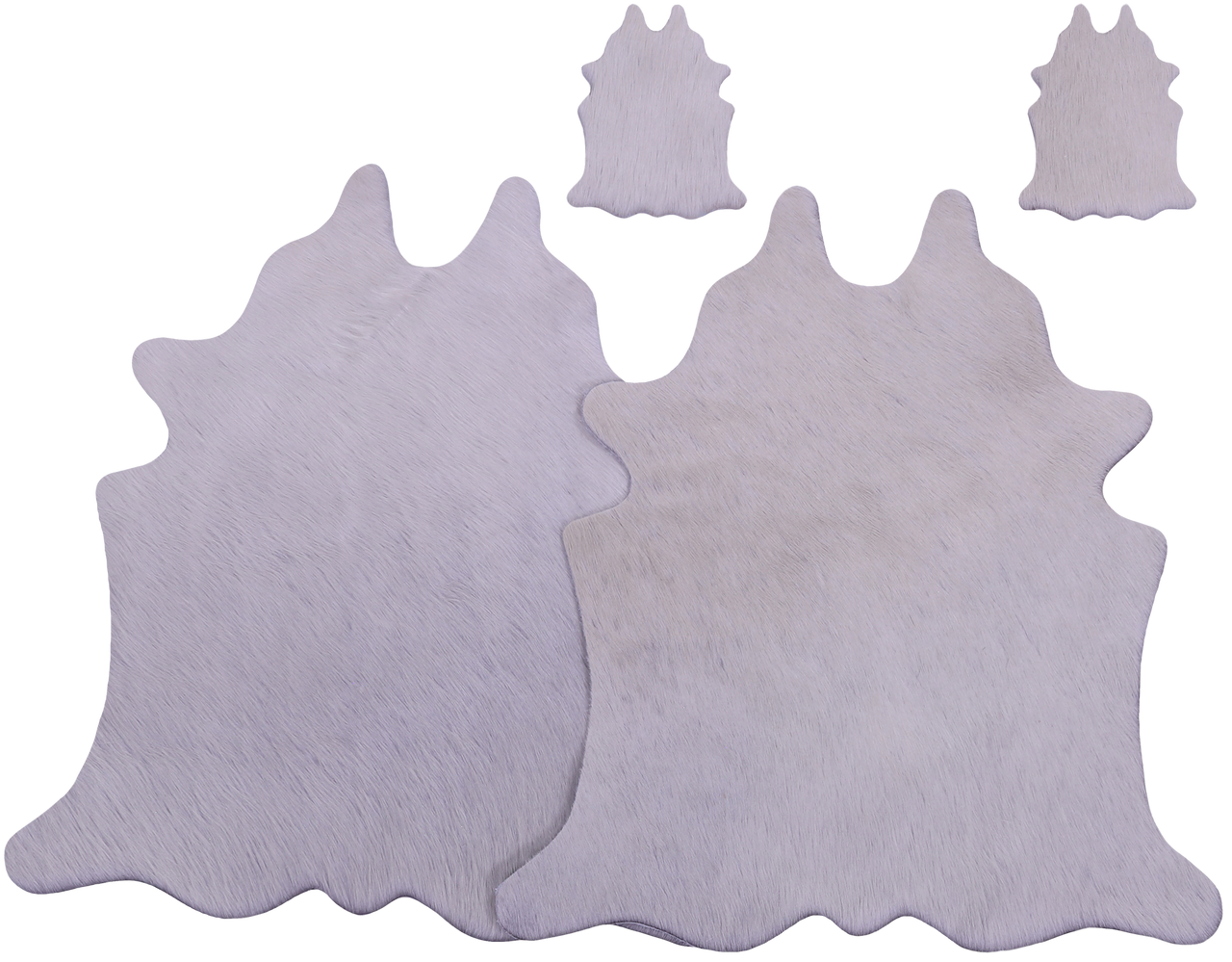 White Real Cowhide 2 Placemats With 2 Coasters - Set Of Two