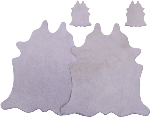 White Real Cowhide 2 Placemats With 2 Coasters - Set Of Two