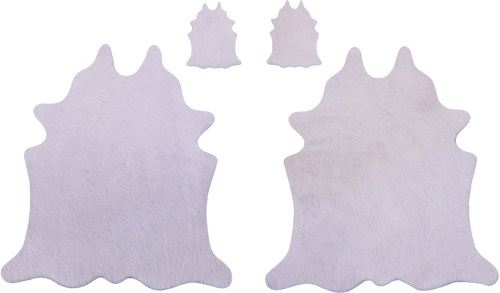 White Real Cowhide 2 Placemats With 2 Coasters - Set Of Two