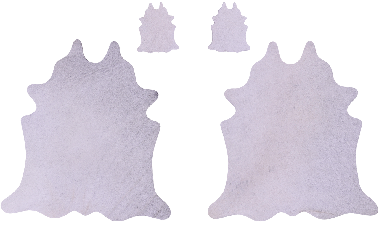 White Real Cowhide 2 Placemats With 2 Coasters - Set Of Two