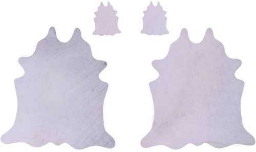 White Real Cowhide 2 Placemats With 2 Coasters - Set Of Two