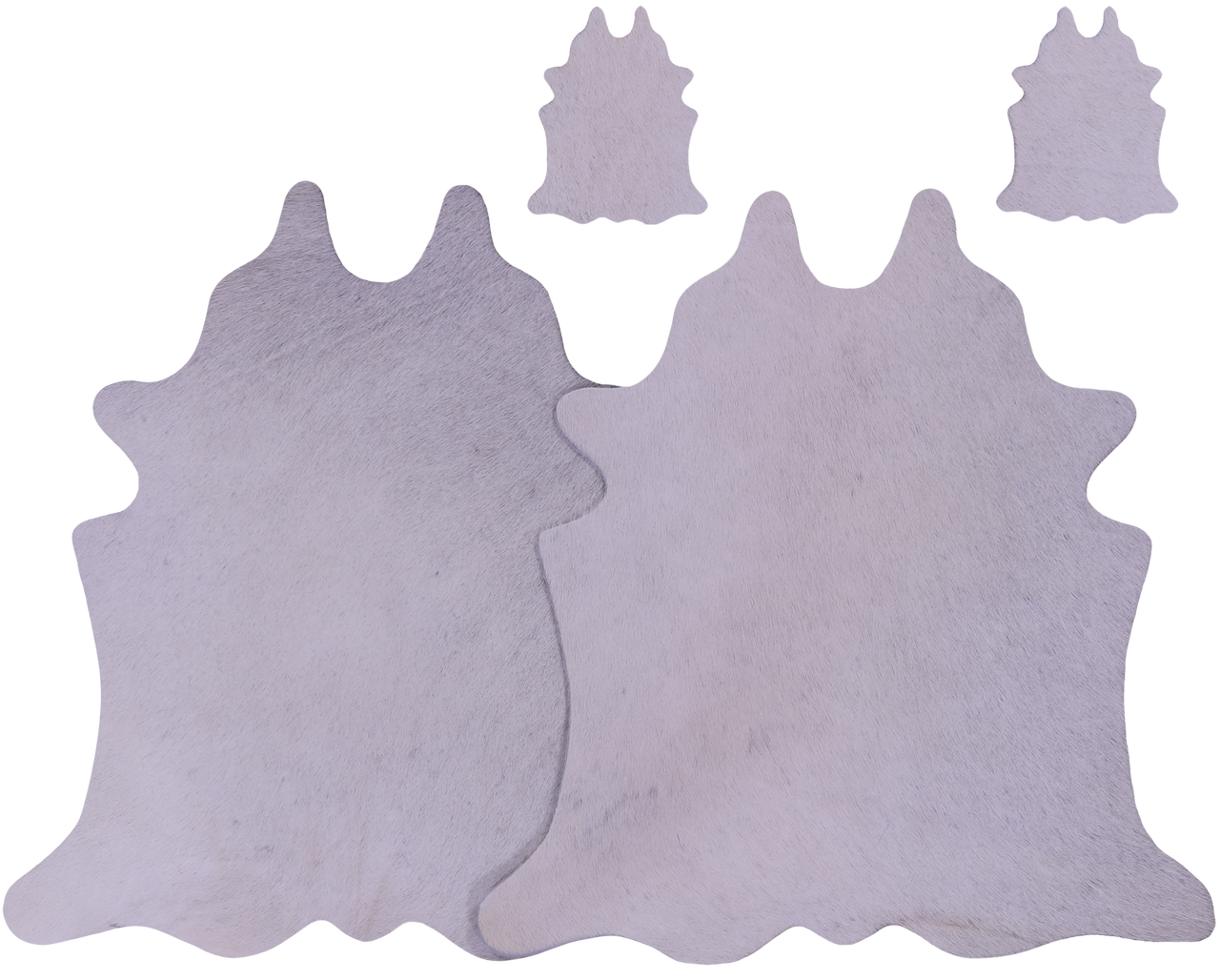 White Real Cowhide 2 Placemats With 2 Coasters - Set Of Two