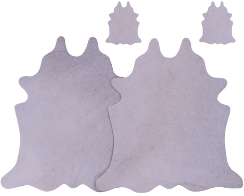 White Real Cowhide 2 Placemats With 2 Coasters - Set Of Two