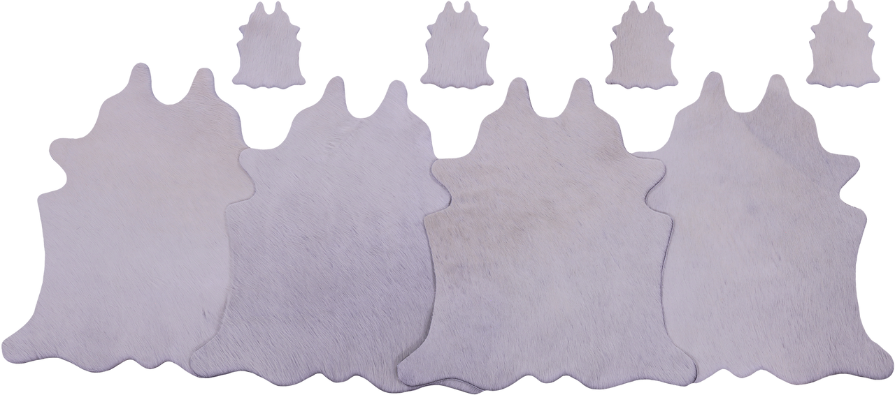 White Real Cowhide 4 Placemats With 4 Coasters - Set Of Four