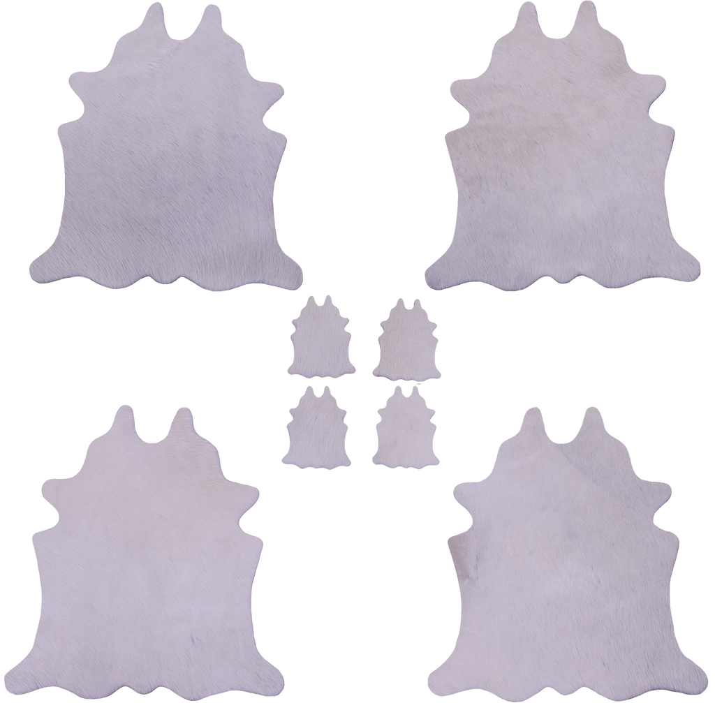 White Real Cowhide 4 Placemats With 4 Coasters - Set Of Four