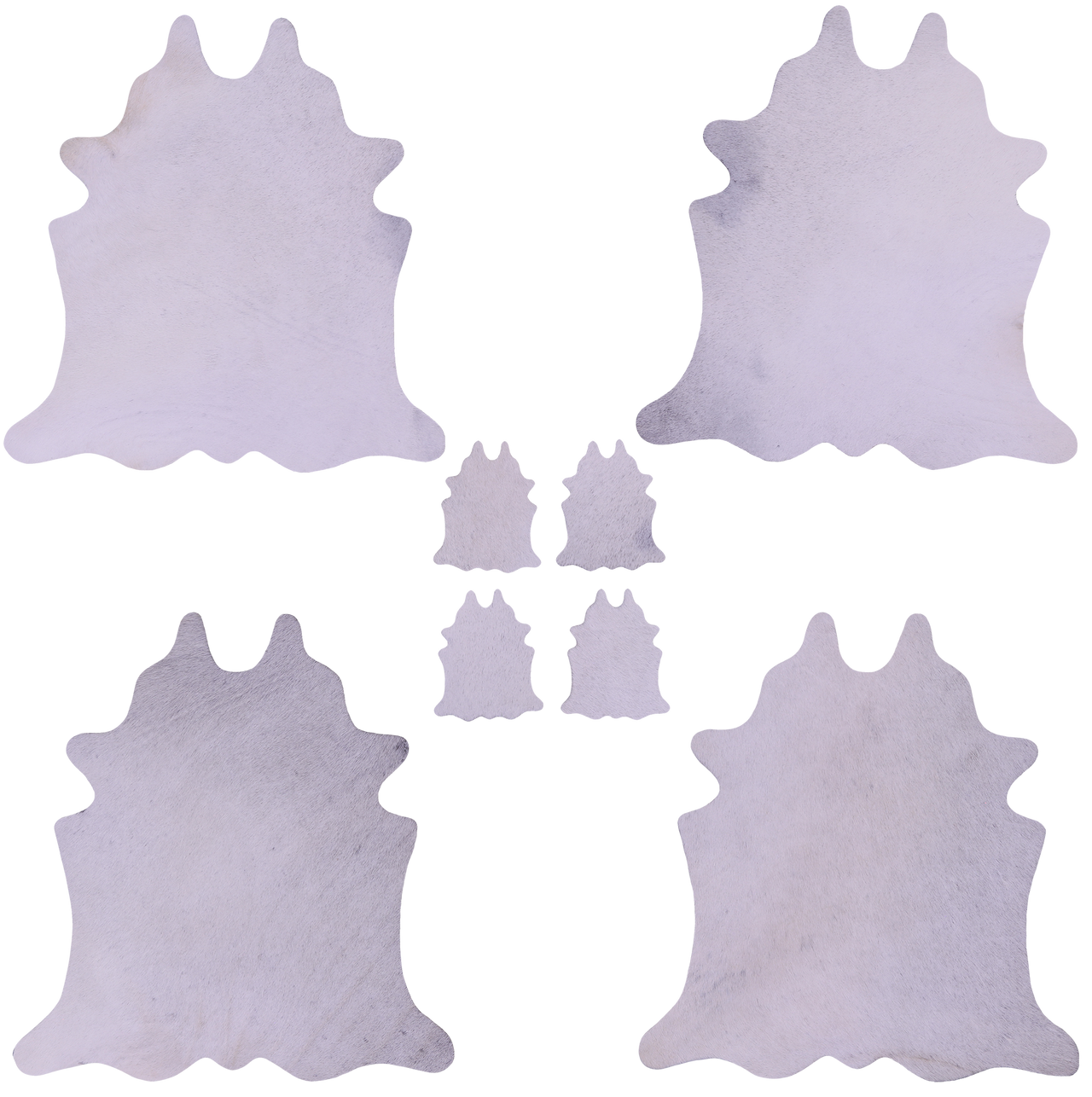 White Real Cowhide 4 Placemats With 4 Coasters - Set Of Four