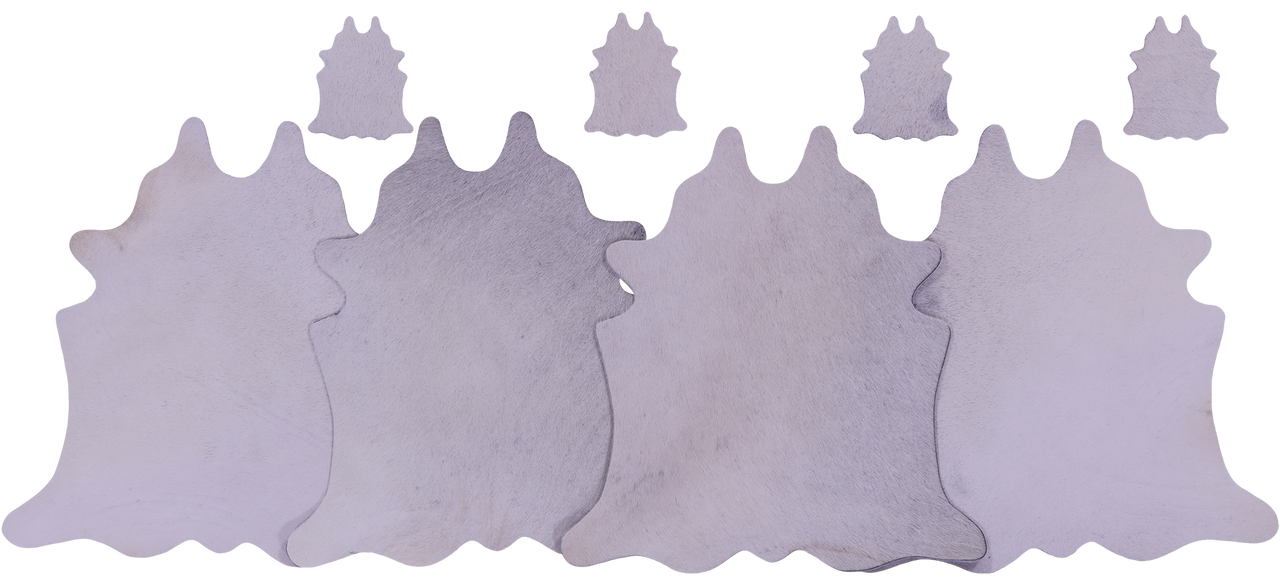 White Real Cowhide 4 Placemats With 4 Coasters - Set Of Four
