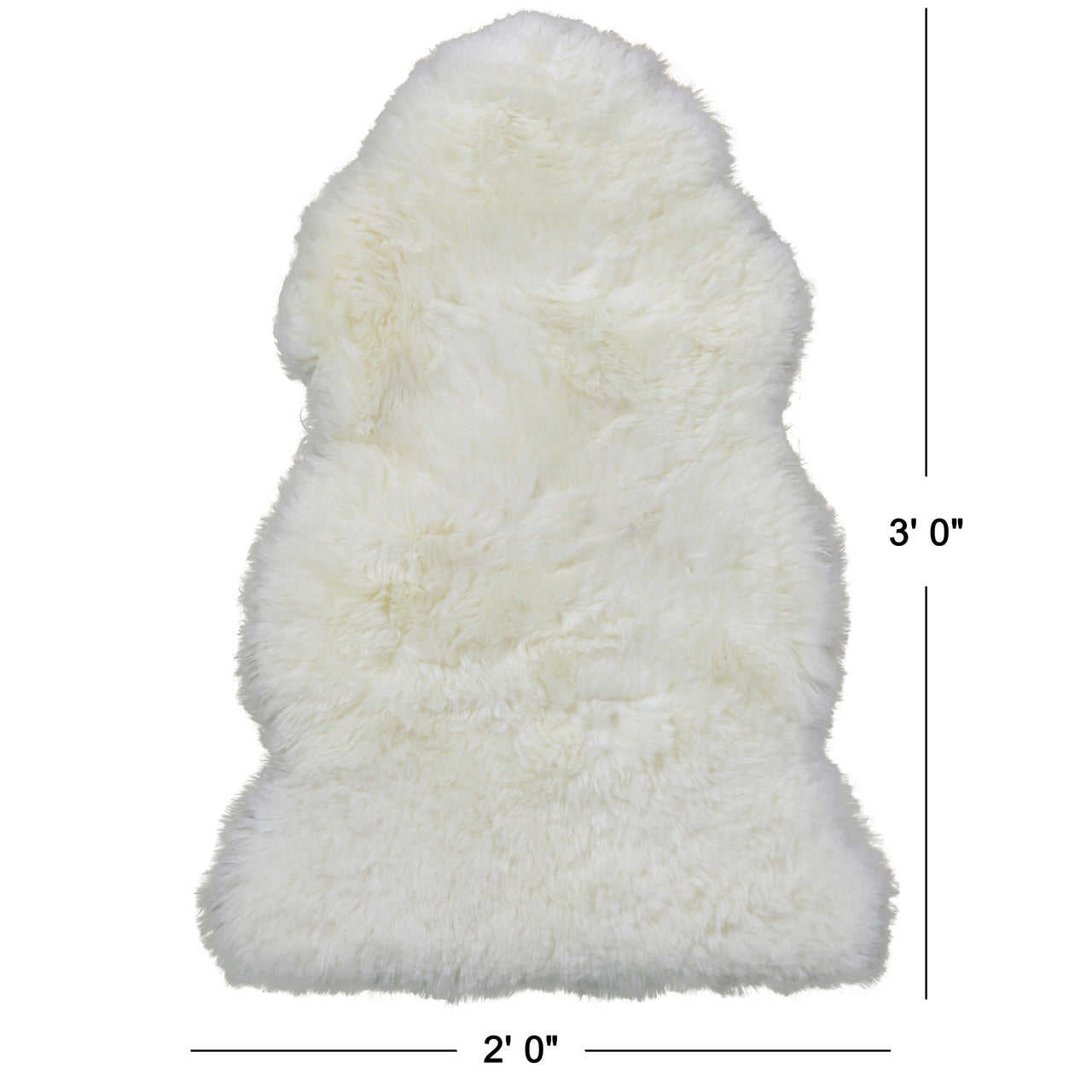 100% Natural New Zealand Sheepskin Ivory 2' 0" x 3' 0"