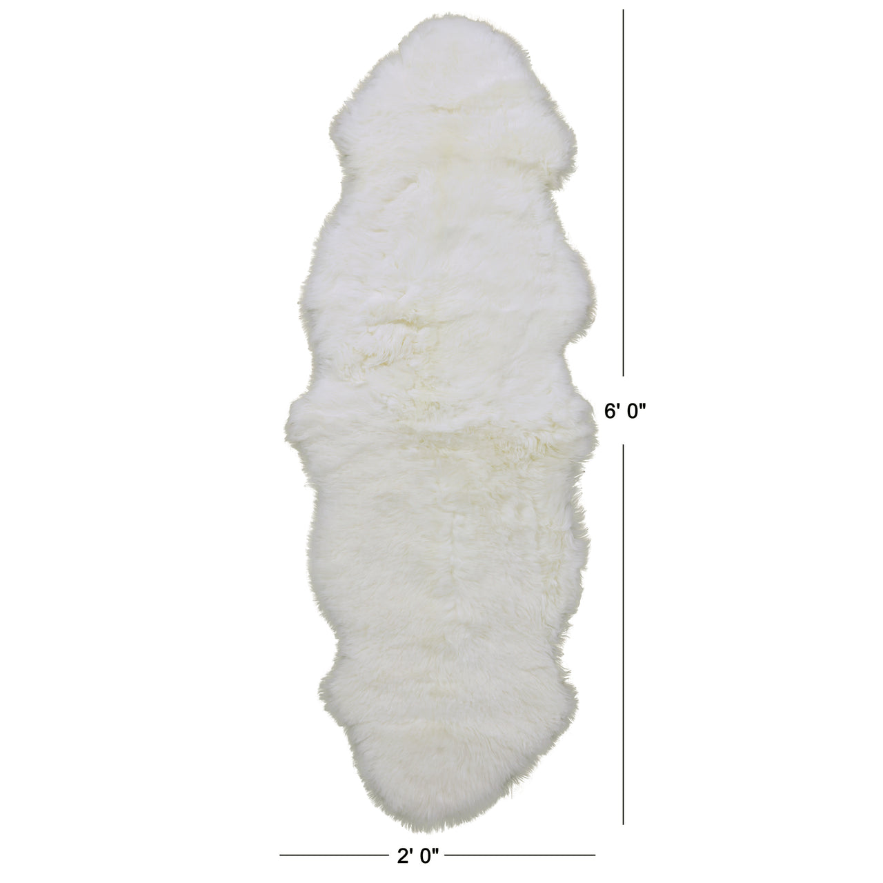 100% Natural New Zealand Sheepskin Ivory 2' 0" x 6' 0"