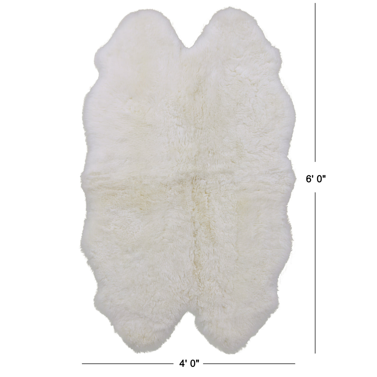 100% Natural New Zealand Sheepskin Ivory 4' 0" x 6' 0"