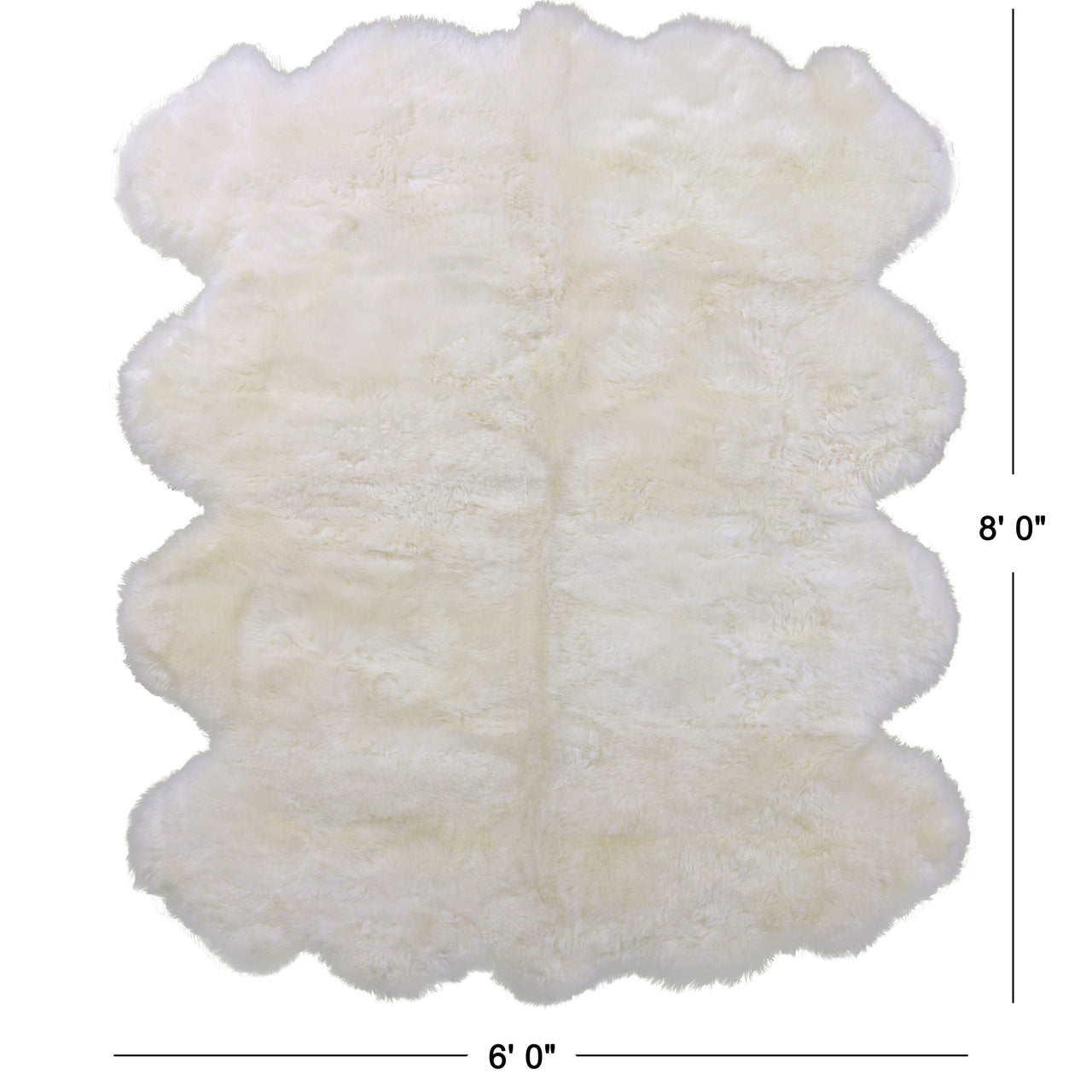 100% Natural New Zealand Sheepskin Ivory 6' 0" x 8' 0"