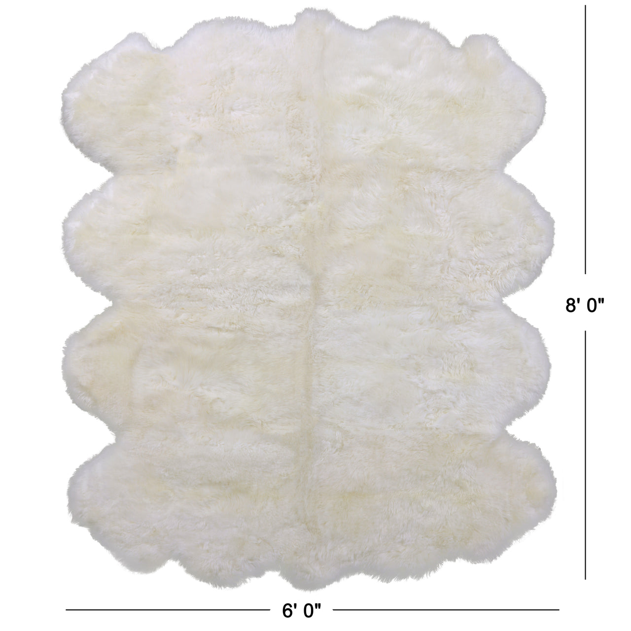 100% Natural New Zealand Sheepskin Ivory 6' 0" x 8' 0"