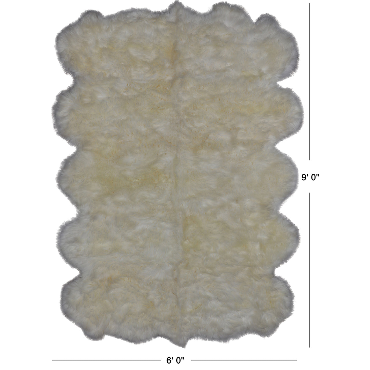 100% Natural New Zealand Sheepskin Ivory 6' 0" x 9' 0"