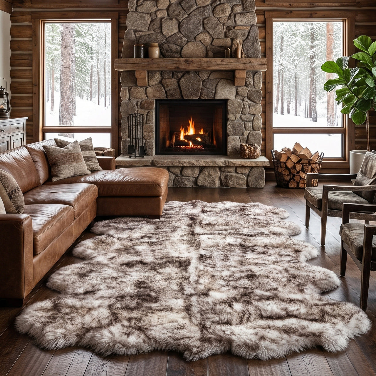100% Natural New Zealand Sheepskin Wolf 6' 0" x 9' 0"