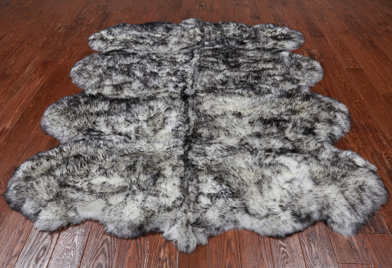 100% Natural New Zealand Sheepskin Black Tip 6' 0" x 7' 0"