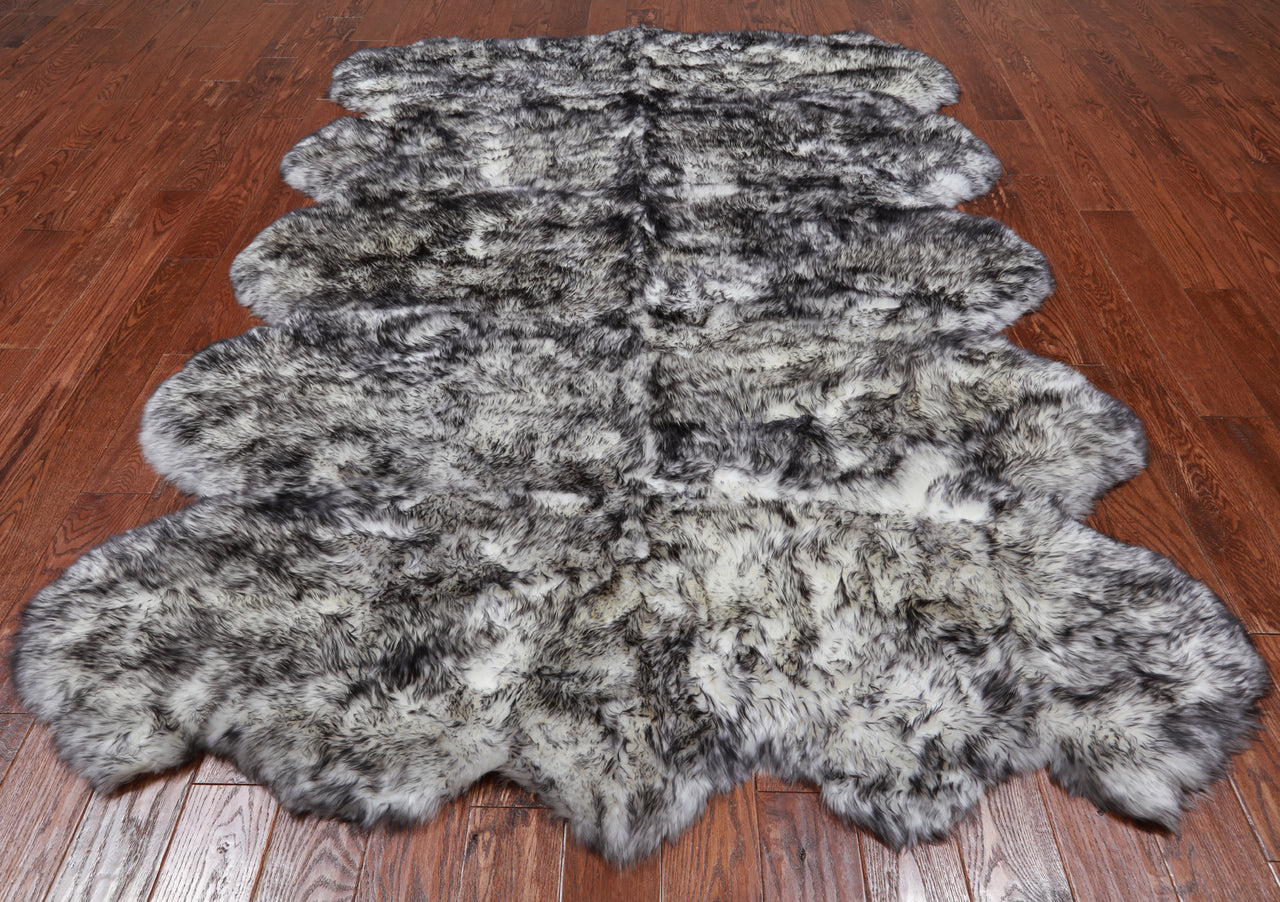 100% Natural New Zealand Sheepskin Black Tip 6' 0" x 9' 0"