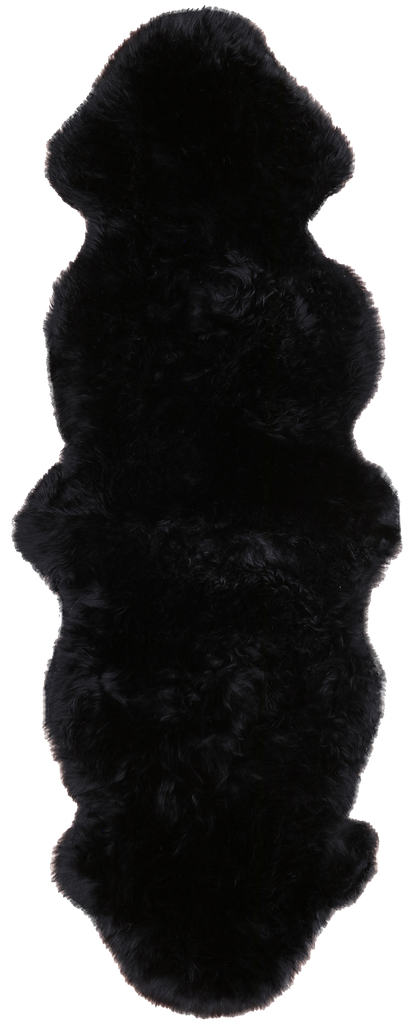 100% Natural New Zealand Sheepskin Black 2' 0" x 6' 0"