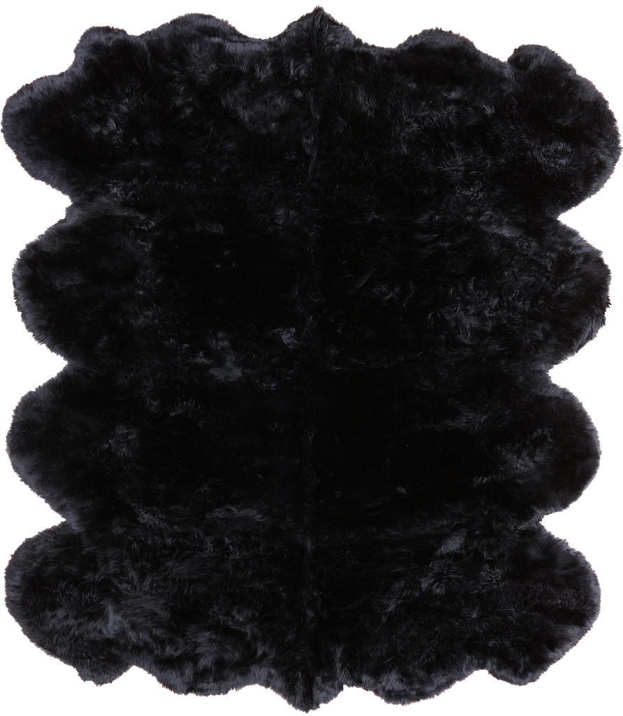 100% Natural New Zealand Sheepskin Black 6' 0" x 7' 0"