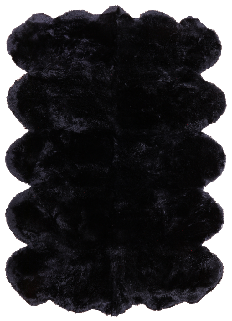 100% Natural New Zealand Sheepskin Black 6' 0" x 9' 0"