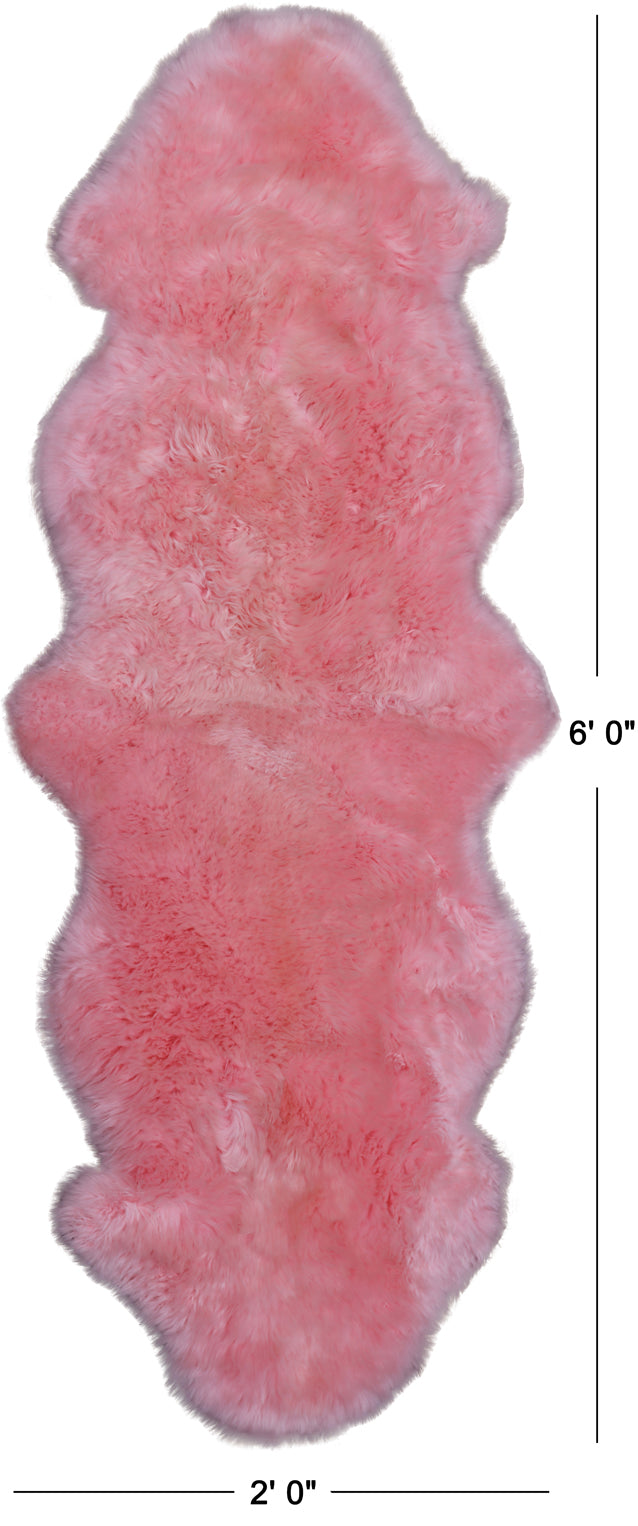 100% Natural New Zealand Sheepskin Pink 2' 0" x 6' 0"