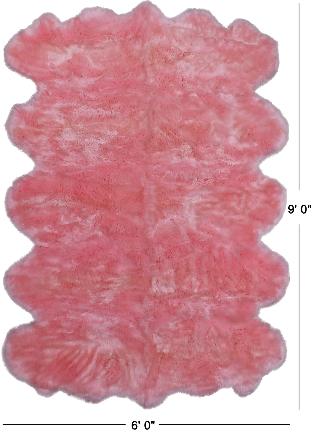 100% Natural New Zealand Sheepskin Pink 6' 0" x 9' 0"