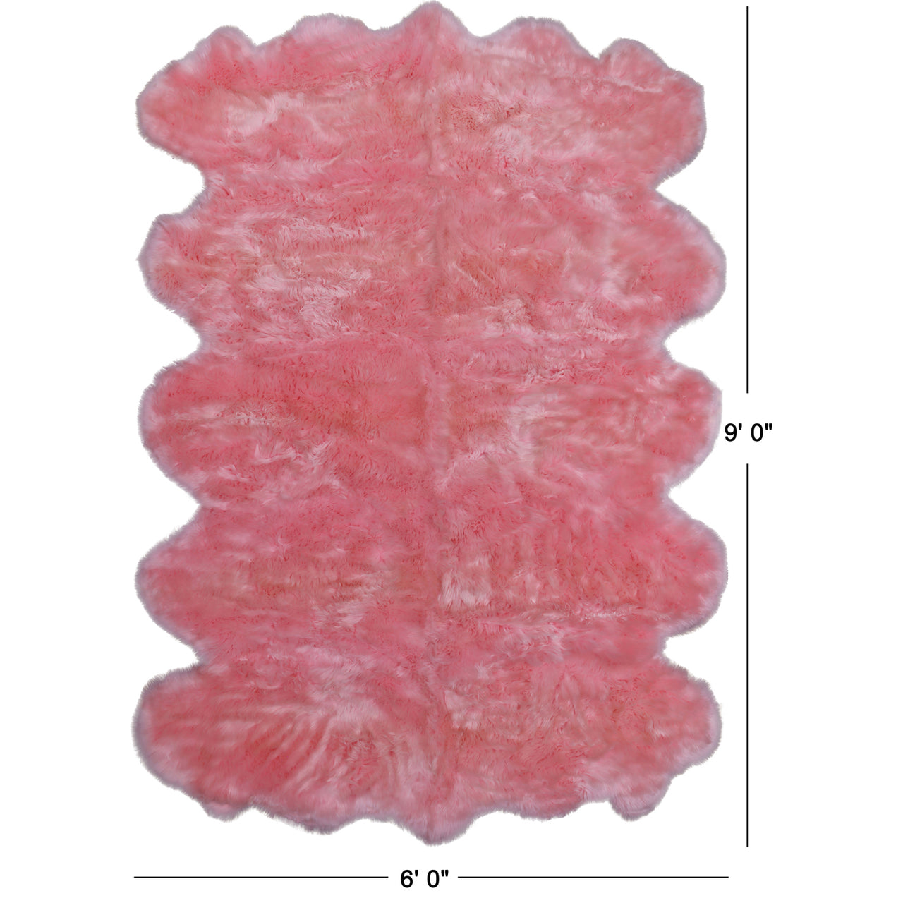 100% Natural New Zealand Sheepskin Pink 6' 0" x 9' 0"