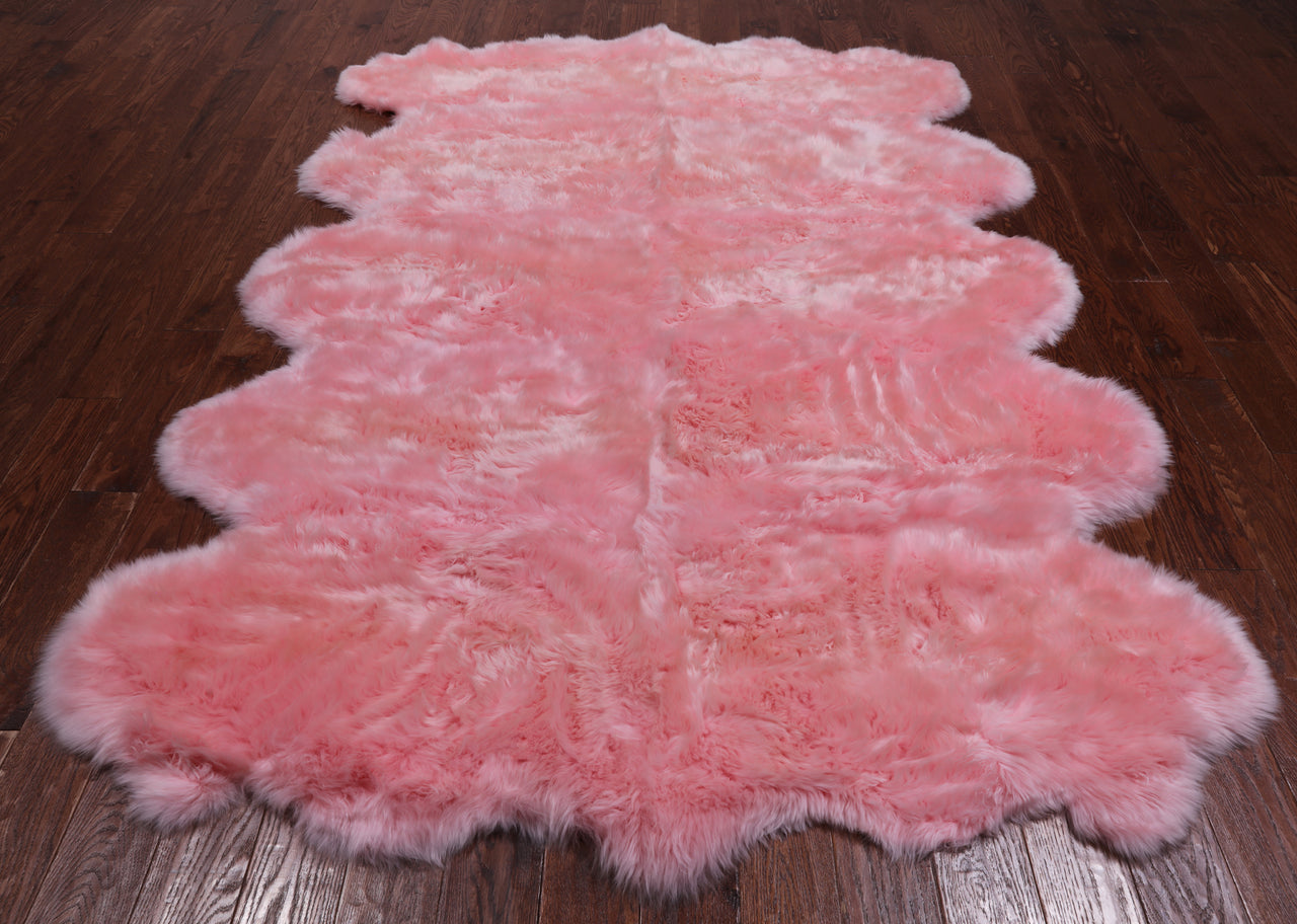 100% Natural New Zealand Sheepskin Pink 6' 0" x 9' 0"