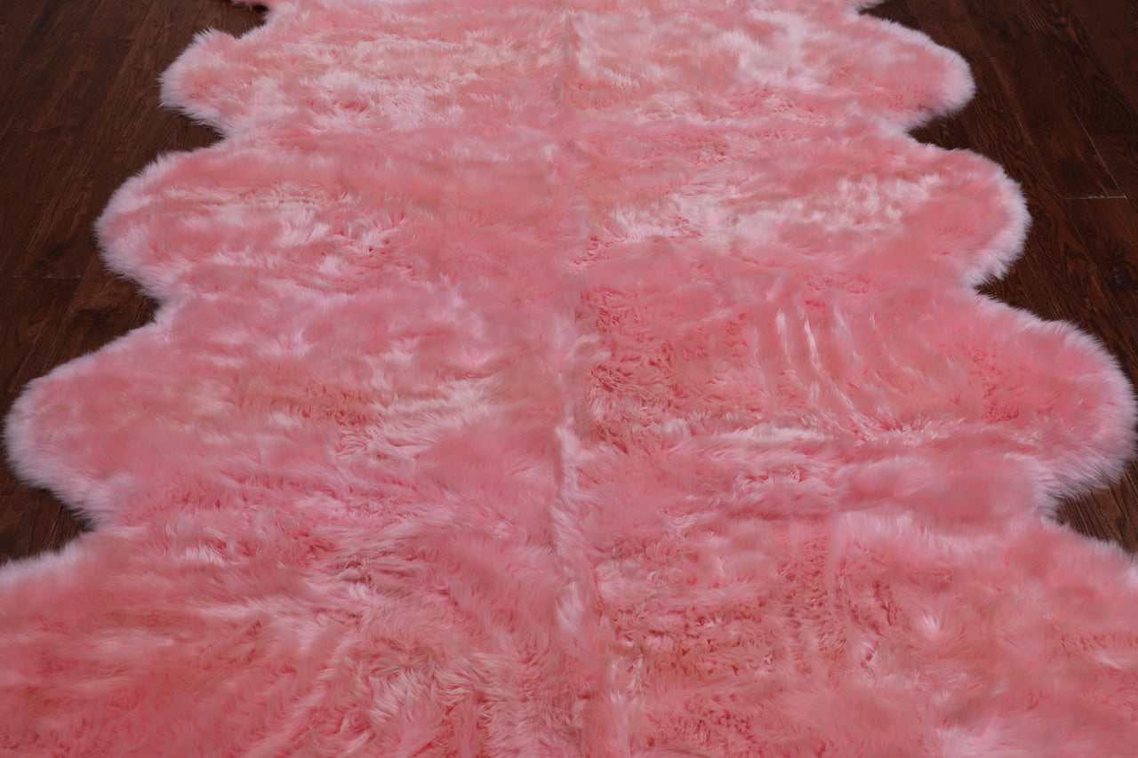 100% Natural New Zealand Sheepskin Pink 6' 0" x 9' 0"