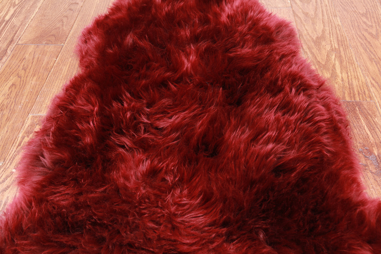 100% Natural New Zealand Sheepskin Burgundy 2' 0" x 3' 0"