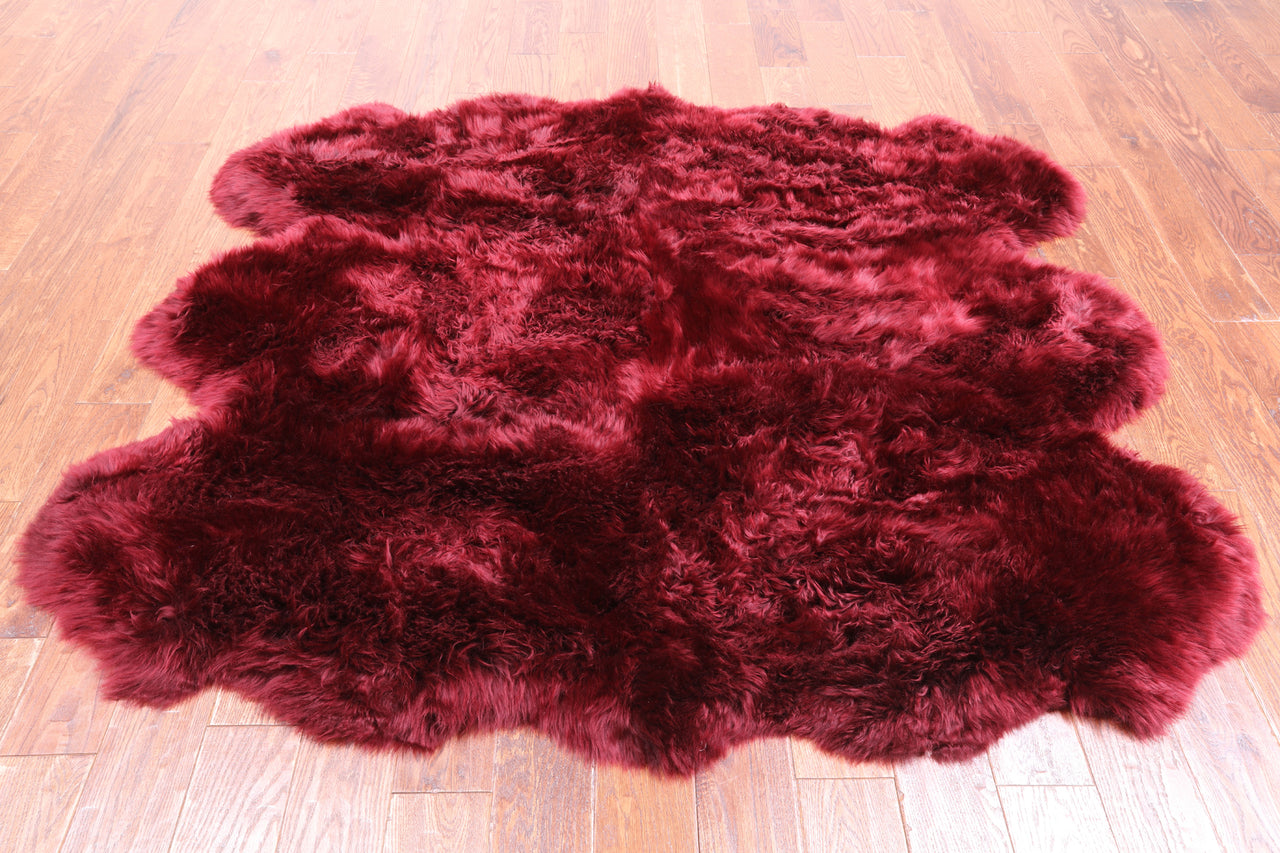 100% Natural New Zealand Sheepskin Burgundy 5' 0" x 6' 0"