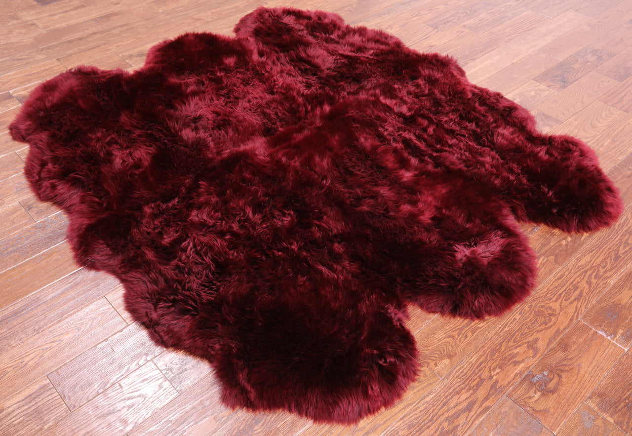 100% Natural New Zealand Sheepskin Burgundy 5' 0" x 6' 0"