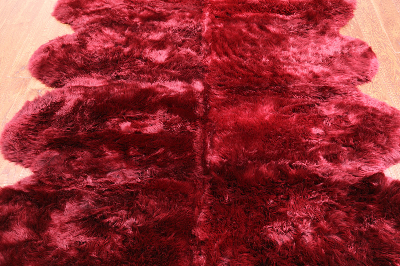 100% Natural New Zealand Sheepskin Burgundy 6' 0" x 9' 0"