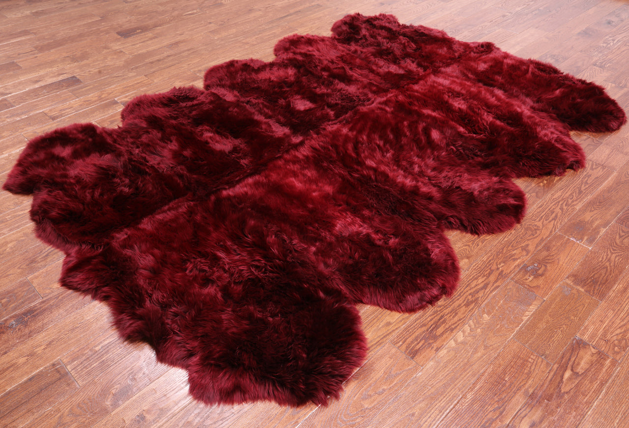 100% Natural New Zealand Sheepskin Burgundy 6' 0" x 9' 0"