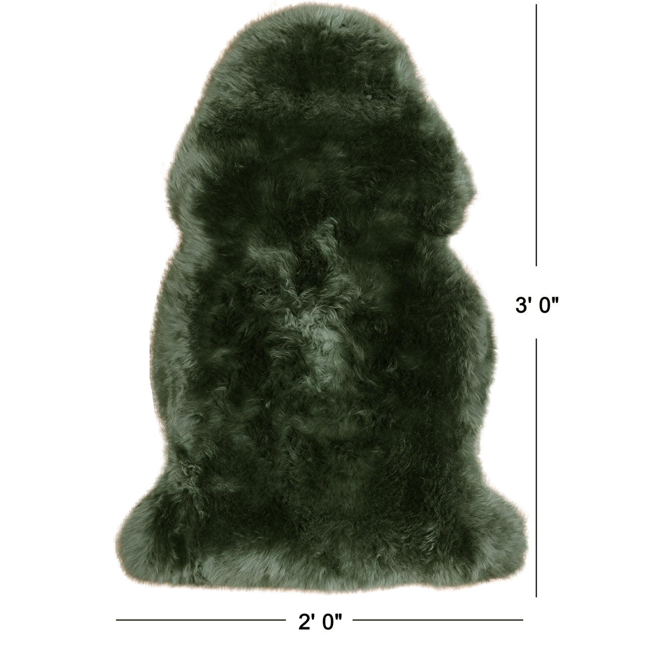 100% Natural New Zealand Sheepskin Green 2' 0" x 3' 0"