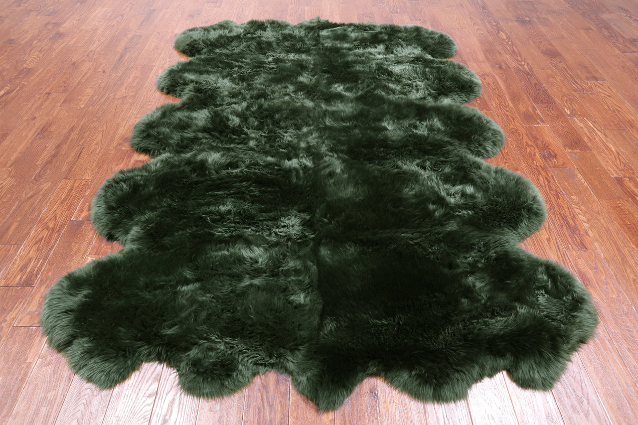 100% Natural New Zealand Sheepskin Green 6' 0" x 9' 0"