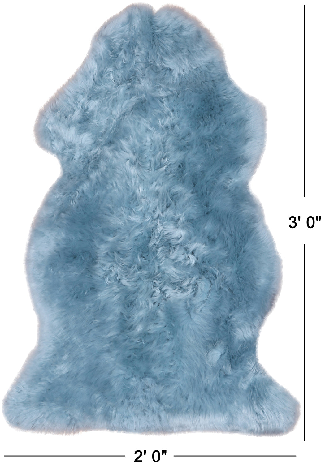 100% Natural New Zealand Sheepskin Blue 2' 0" x 3' 0"