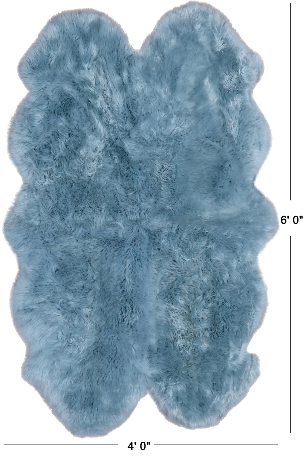 100% Natural New Zealand Sheepskin Blue 4' 0" x 6' 0"