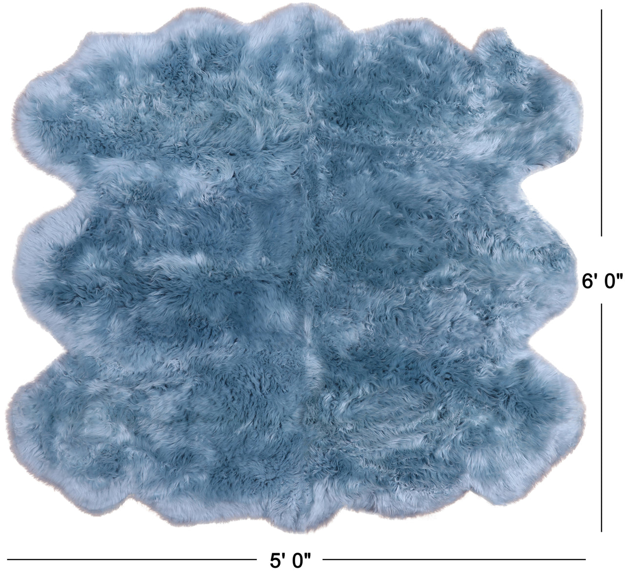 100% Natural New Zealand Sheepskin Blue 5' 0" x 6' 0"