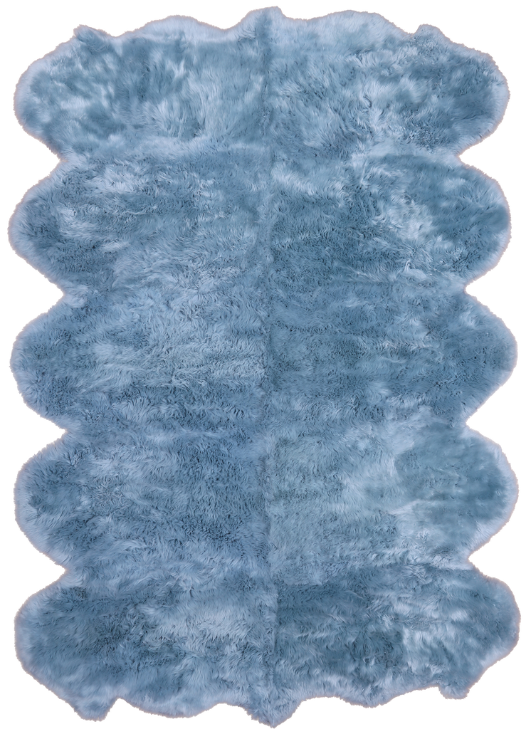 100% Natural New Zealand Sheepskin Blue 6' 0" x 9' 0"