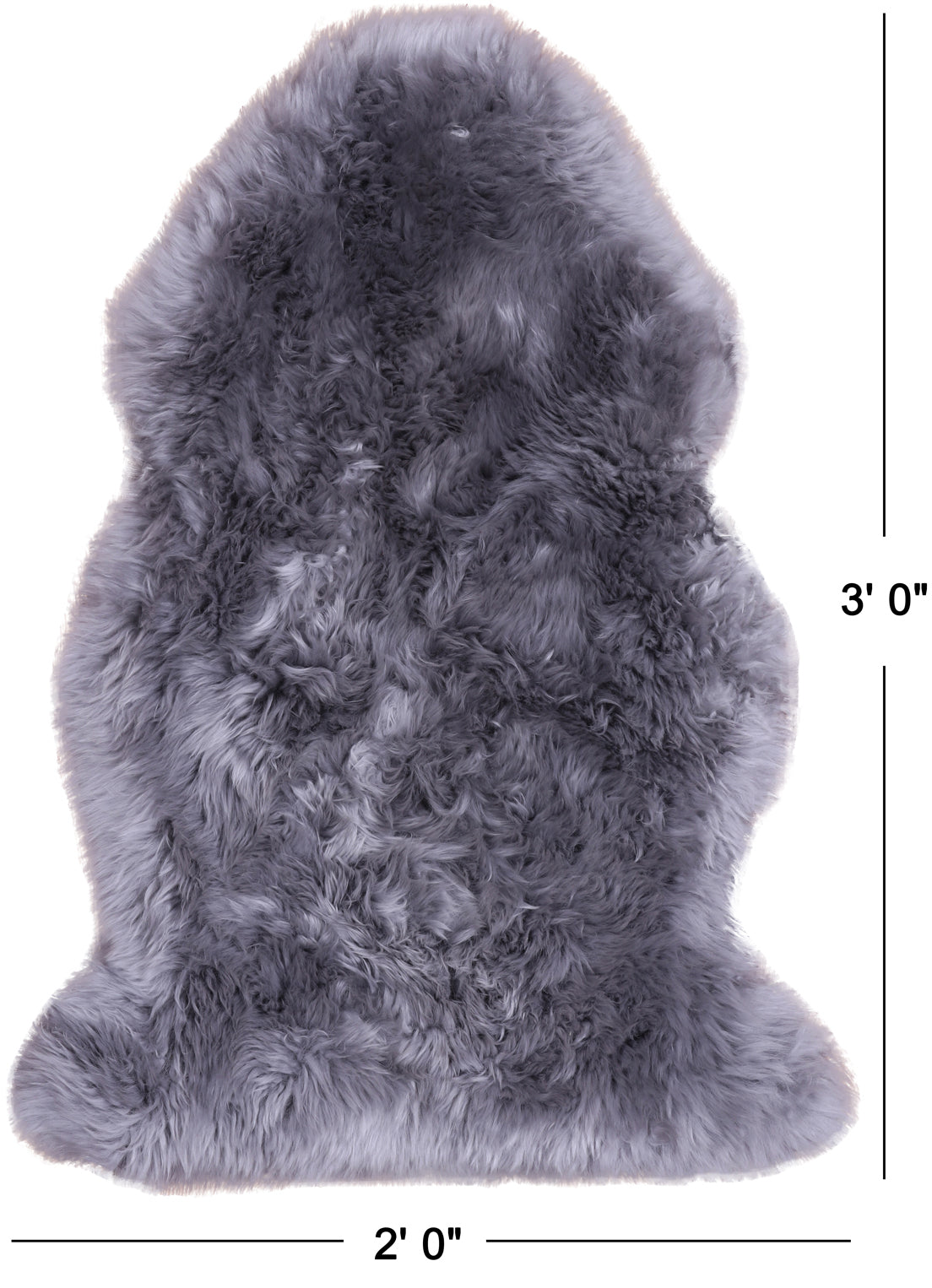 100% Natural New Zealand Sheepskin Grey 2' 0" x 3' 0"