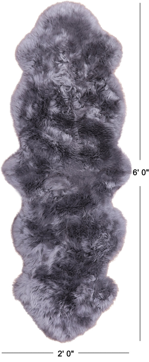 100% Natural New Zealand Sheepskin Grey 2' 0