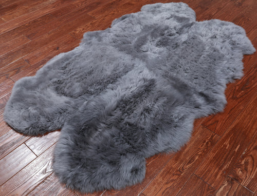 100% Natural New Zealand Sheepskin Grey 4' 0