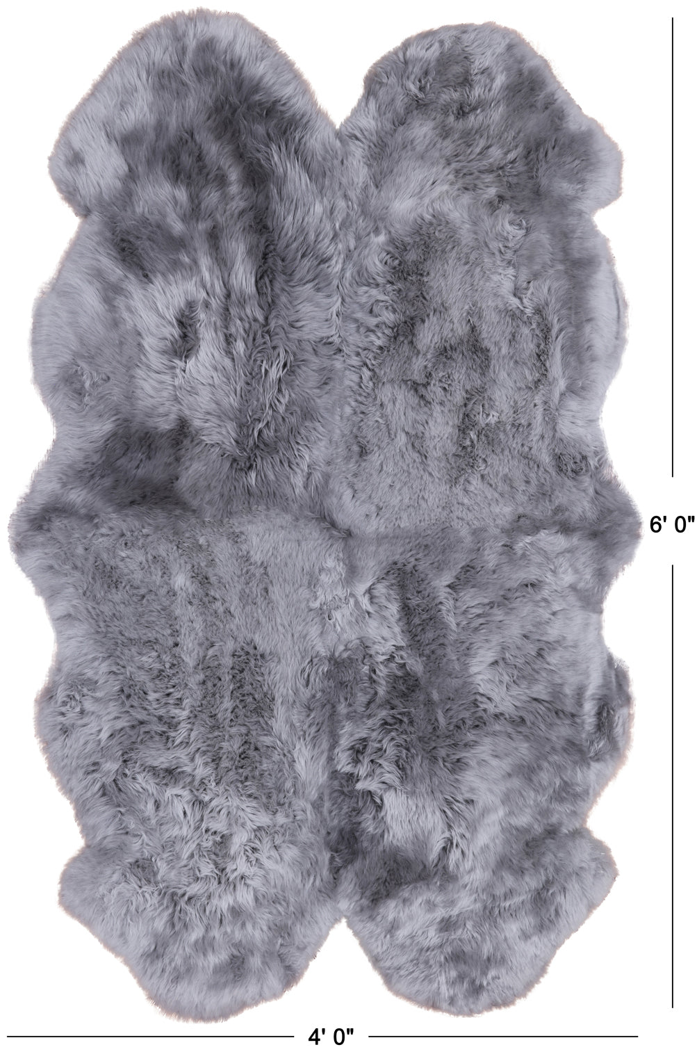 100% Natural New Zealand Sheepskin Grey 4' 0" x 6' 0"