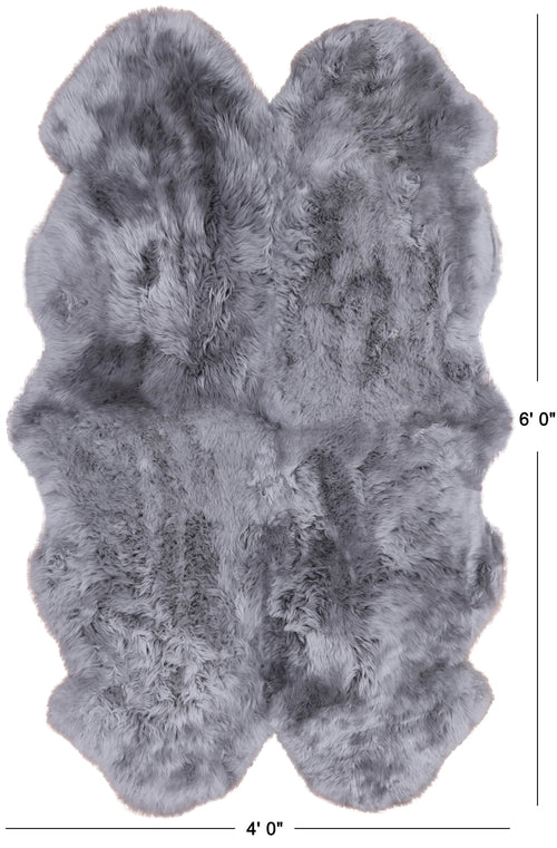 100% Natural New Zealand Sheepskin Grey 4' 0