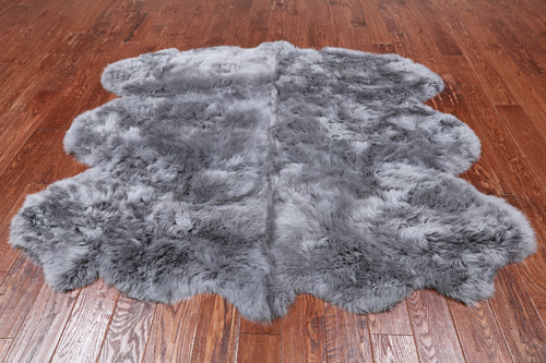 100% Natural New Zealand Sheepskin Grey 5' 0