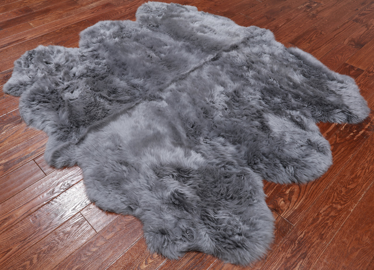 100% Natural New Zealand Sheepskin Grey 5' 0" x 6' 0"