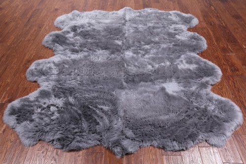 100% Natural New Zealand Sheepskin Grey 6' 0